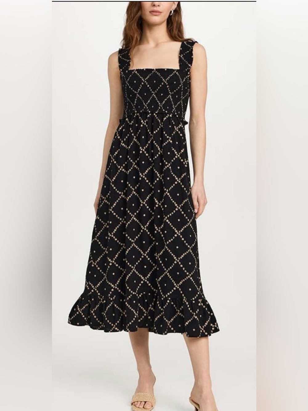 Rails Dress Rumi Seashells Dress Black Smocked Dress Small Linen Blend Maxi Midi